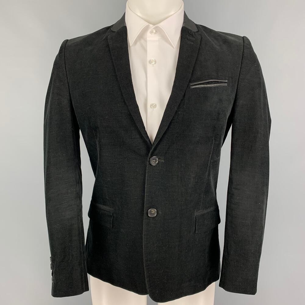 THE KOOPLES Size 36 Black Corduroy Cotton Sport Coat